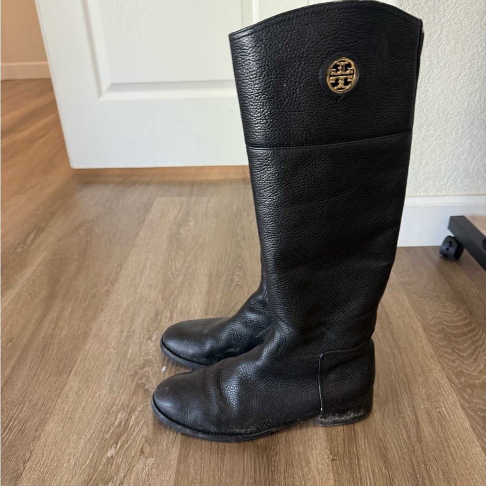 Tory Burch Black Leather Tall Boots